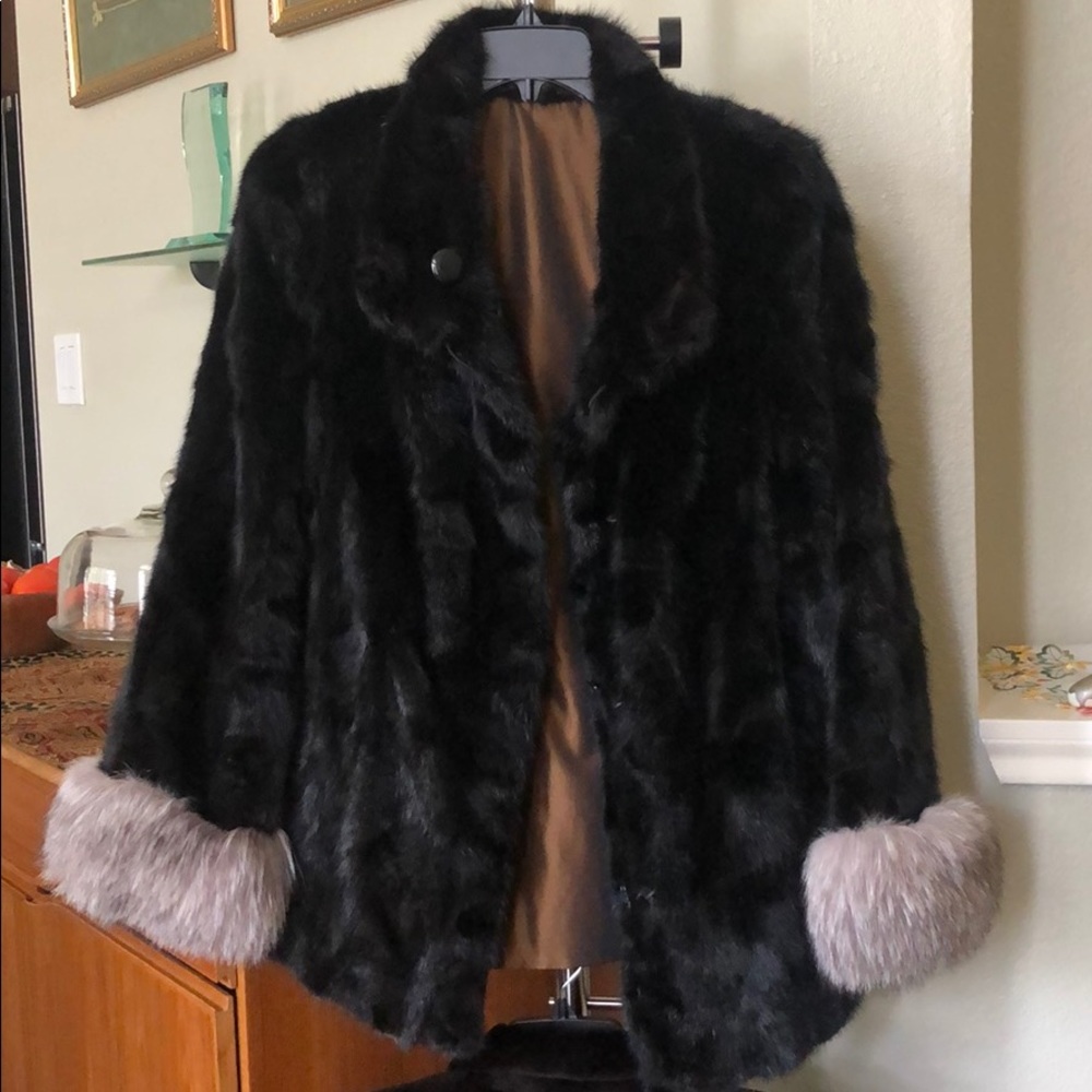 Mink jacket with fox trim